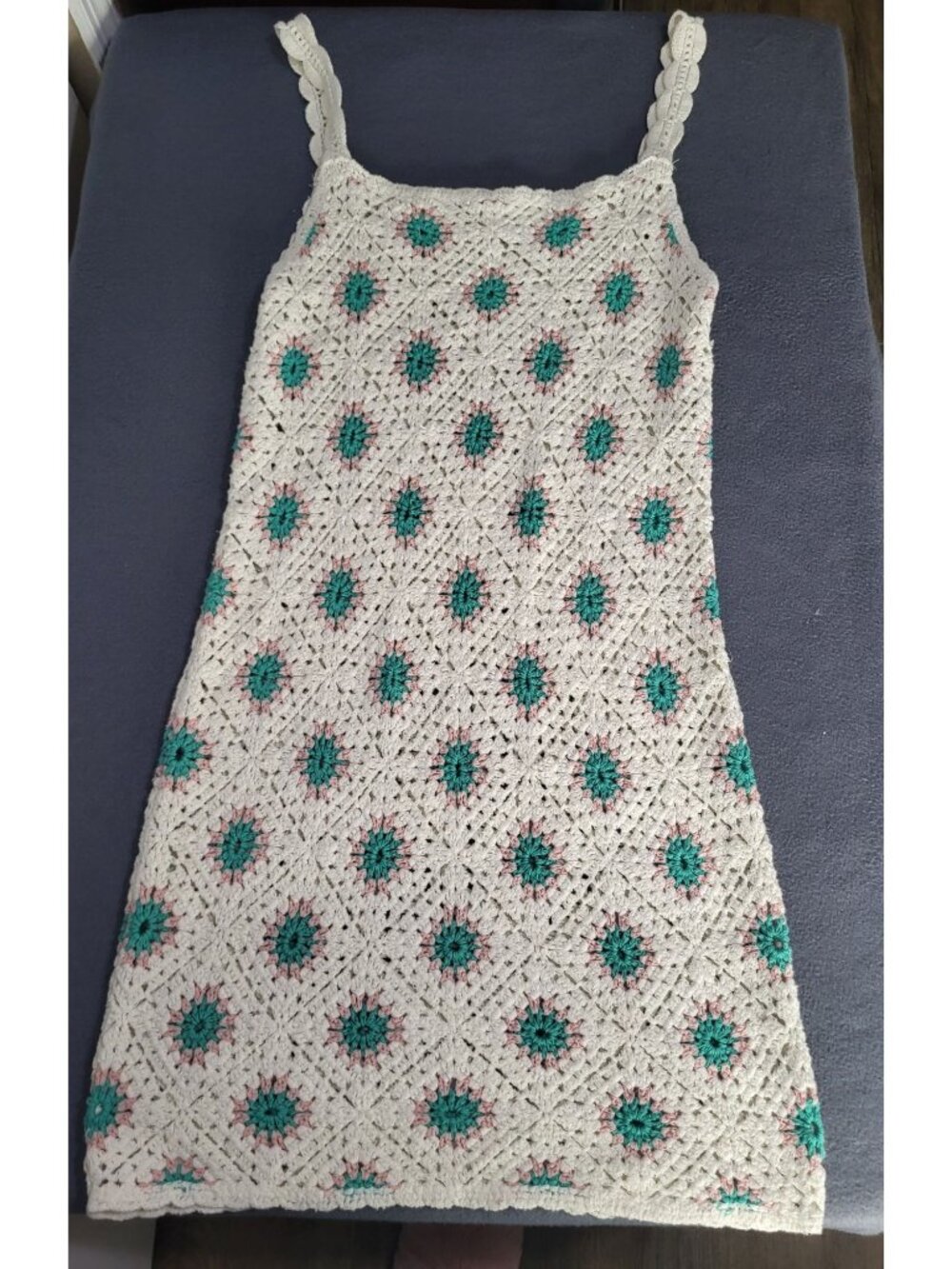 Sincerely Jules Womens XS crochet geometric floral boho retro knit beach dress